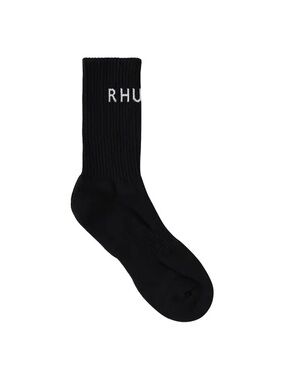 Rhude Classic Embroidered Logo Sock 'Black/White' SS25 Black Crew Socks Men's